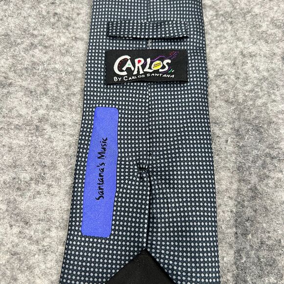 Vintage Carlos Santana Tie Blue With Red Guitar 100% Silk Necktie - Picture 3 of 6